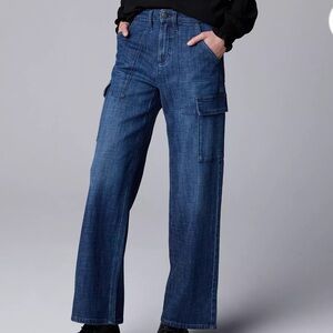 Simply Vera Vera Wang Women's Blue Utility Cargo Jeans